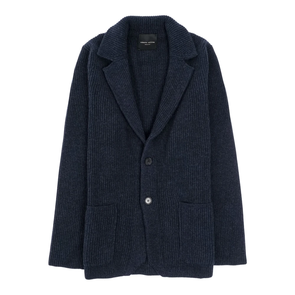Roberto Collina Luxe Wol Gebreide Blazer Blue Heren