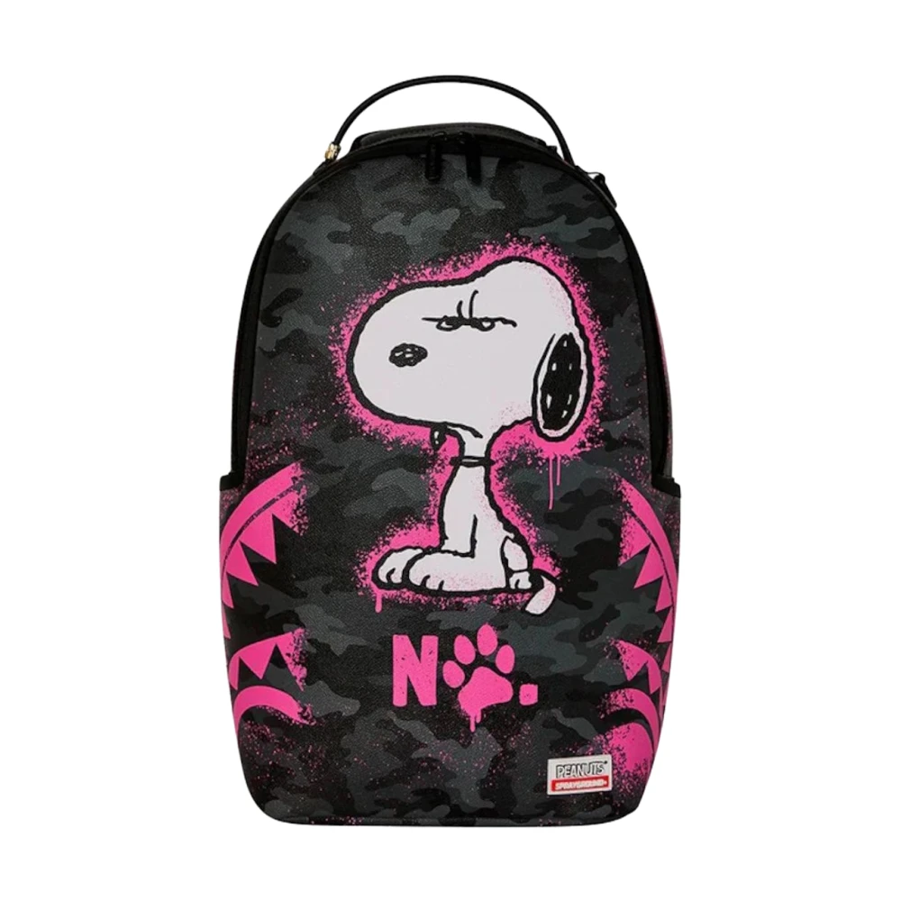 Sprayground Unisex Black Backpacks, One Size, Peanuts Snoopy Stencil Backpack