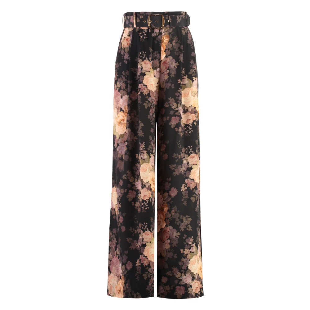 Zimmermann Women's Illustration Tuck Silk Trousers