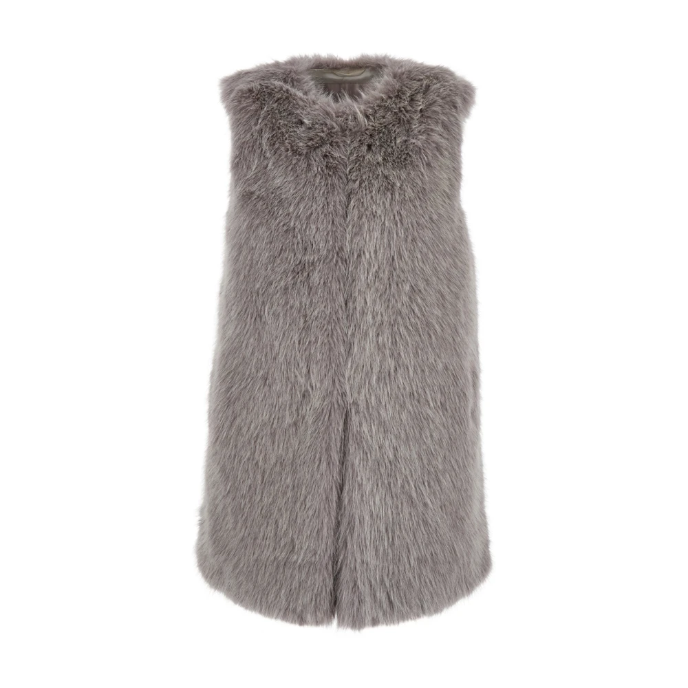 Herno Gray Grey Ecofur Sleeveless Vest With Concealed Closure - Female - Waistcoats - L - Jackets