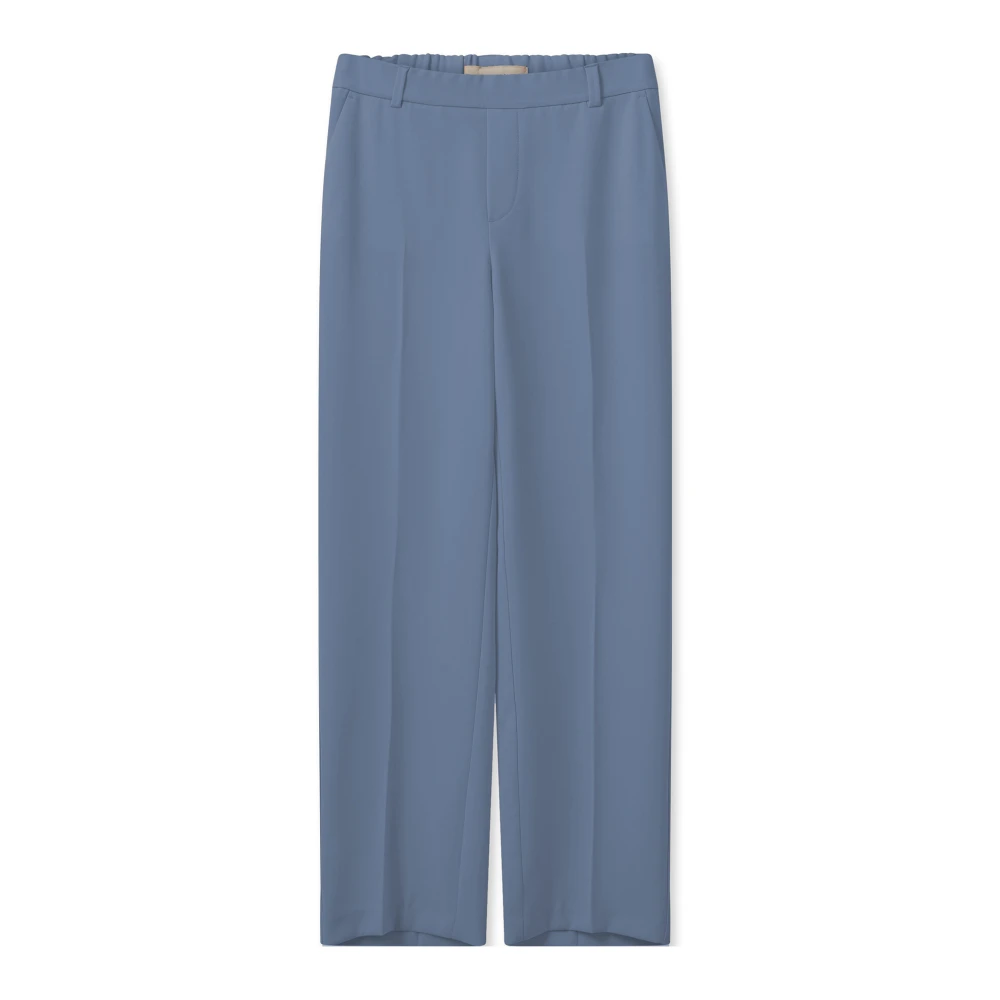 Mos Mosh cropped straight fit pantalon Bai Leia van gerecycled polyester blauw