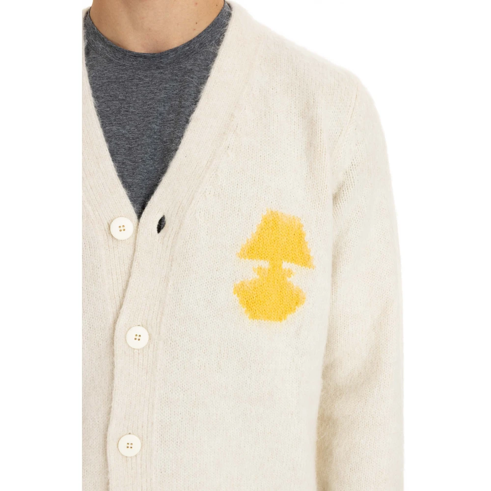 Autry Roomwitte Cardigan met Elastische Boorden Beige Heren