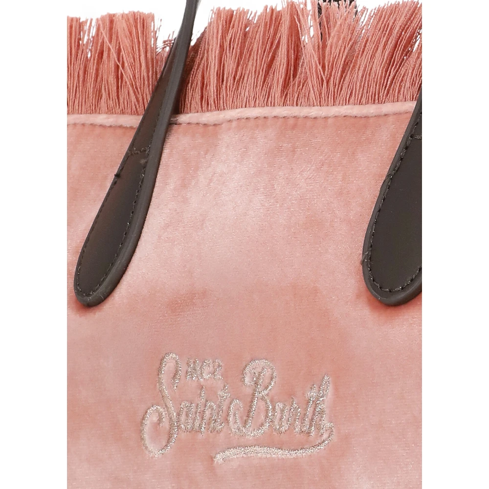 Saint Barth Roze Fluwelen Handtas met Franjes Pink Dames