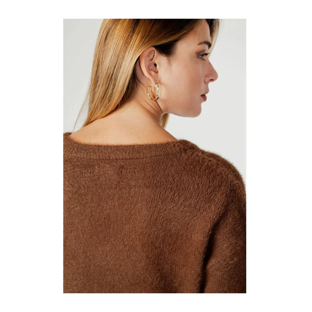 Jacqueline de Yong Gezellige Nylon Acryl Sweater Collectie Brown Dames