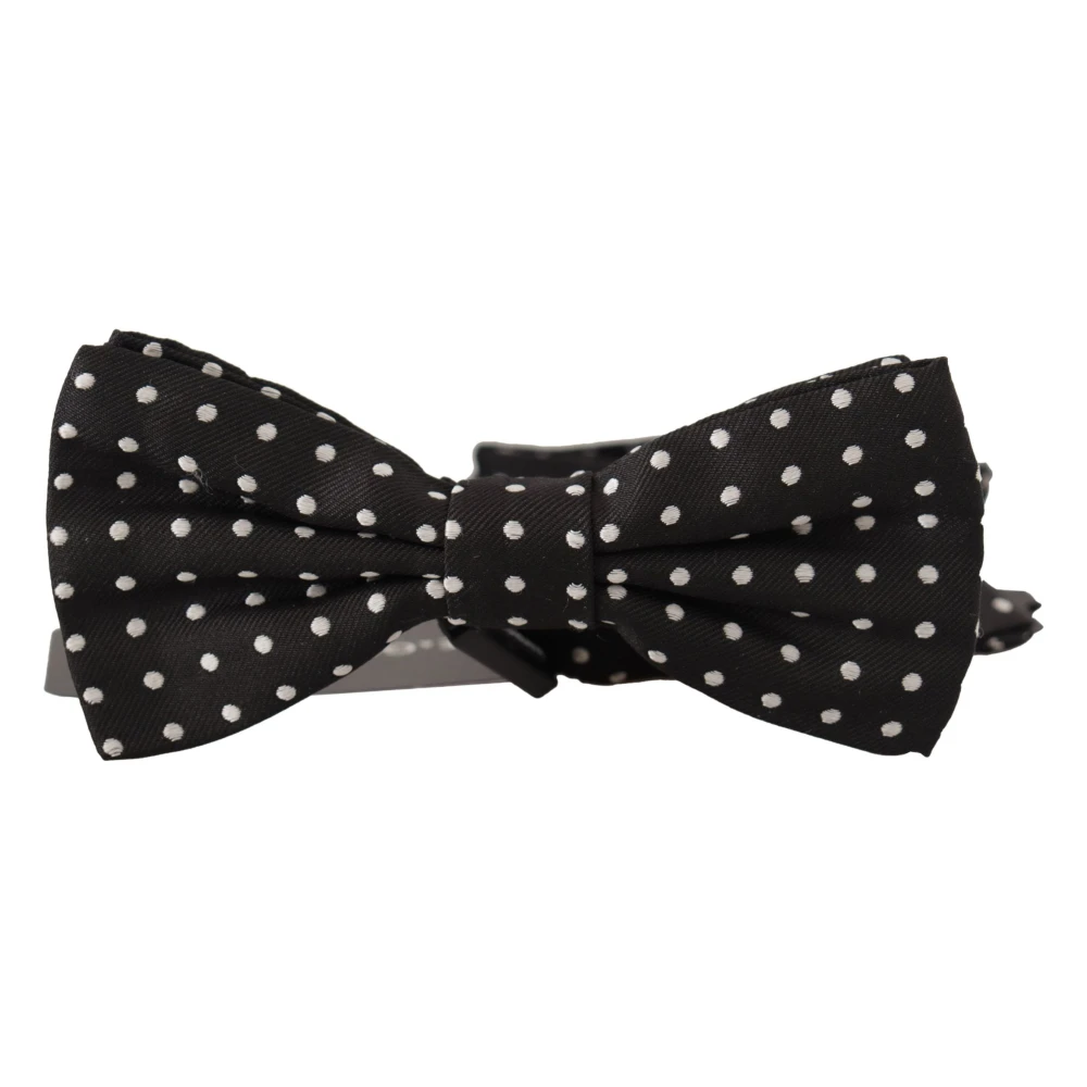 Dolce & Gabbana Stippen Zijden Vlinderdas Black Heren