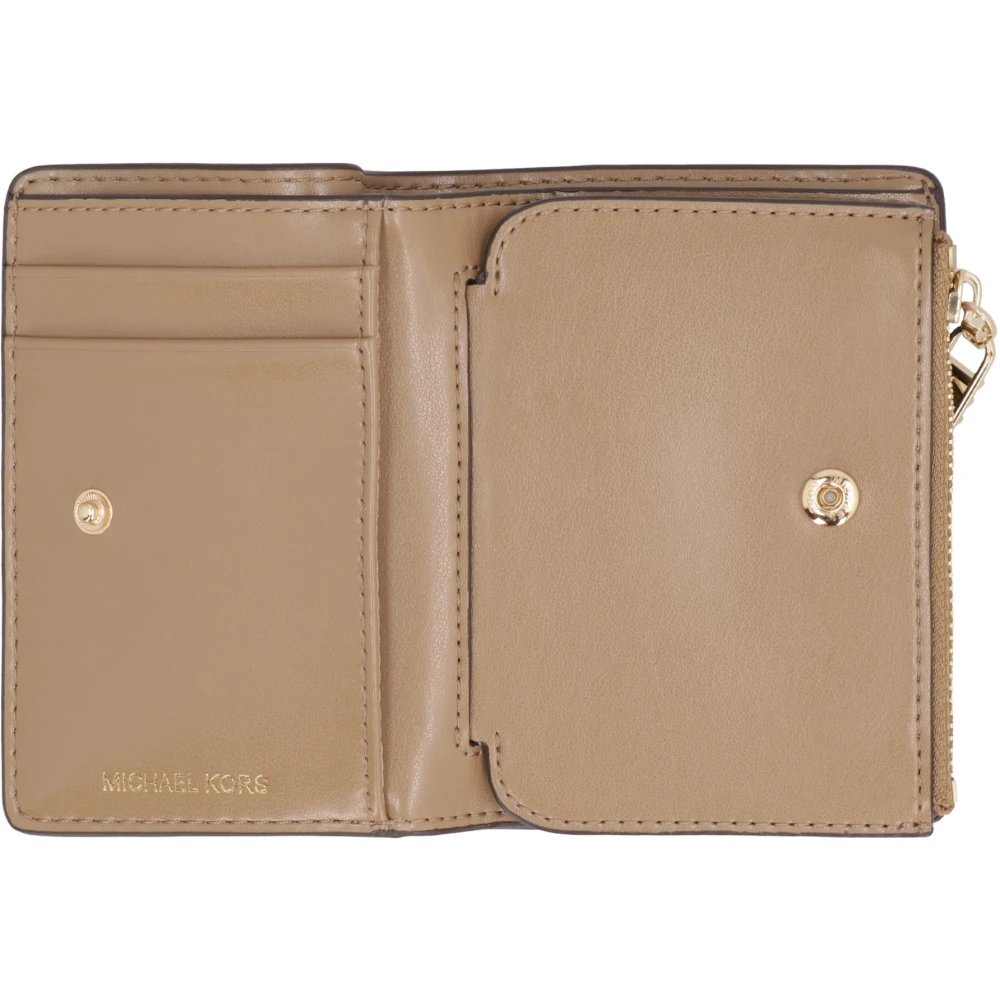 Michael Kors Korrelig leren portemonnee met drukknoopsluiting Beige Dames