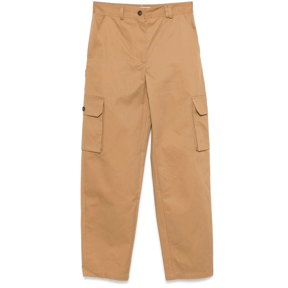 Maison Kitsuné Karamelbruine broek met voorknoop Brown Dames