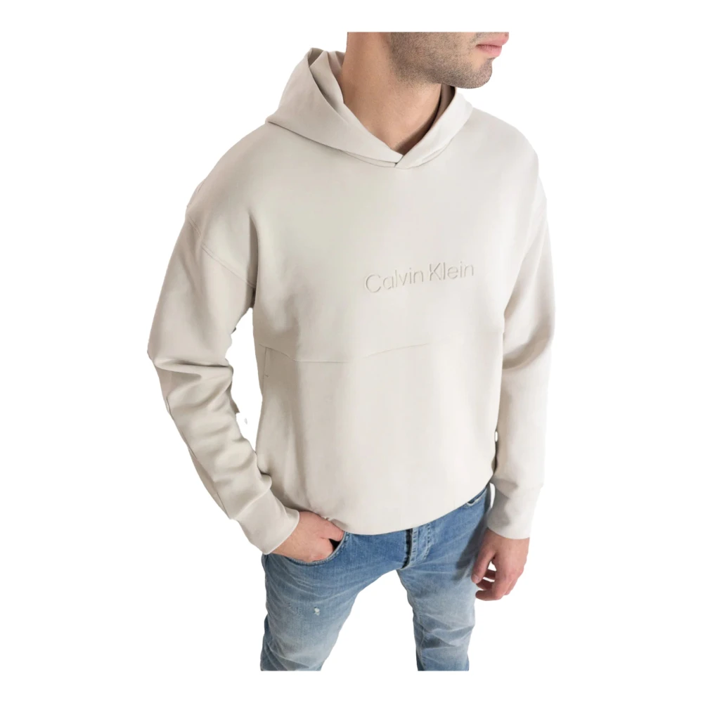 Calvin Klein ACE Heren Beige Sweatshirt met Capuchon en Centraal Logo Beige Heren