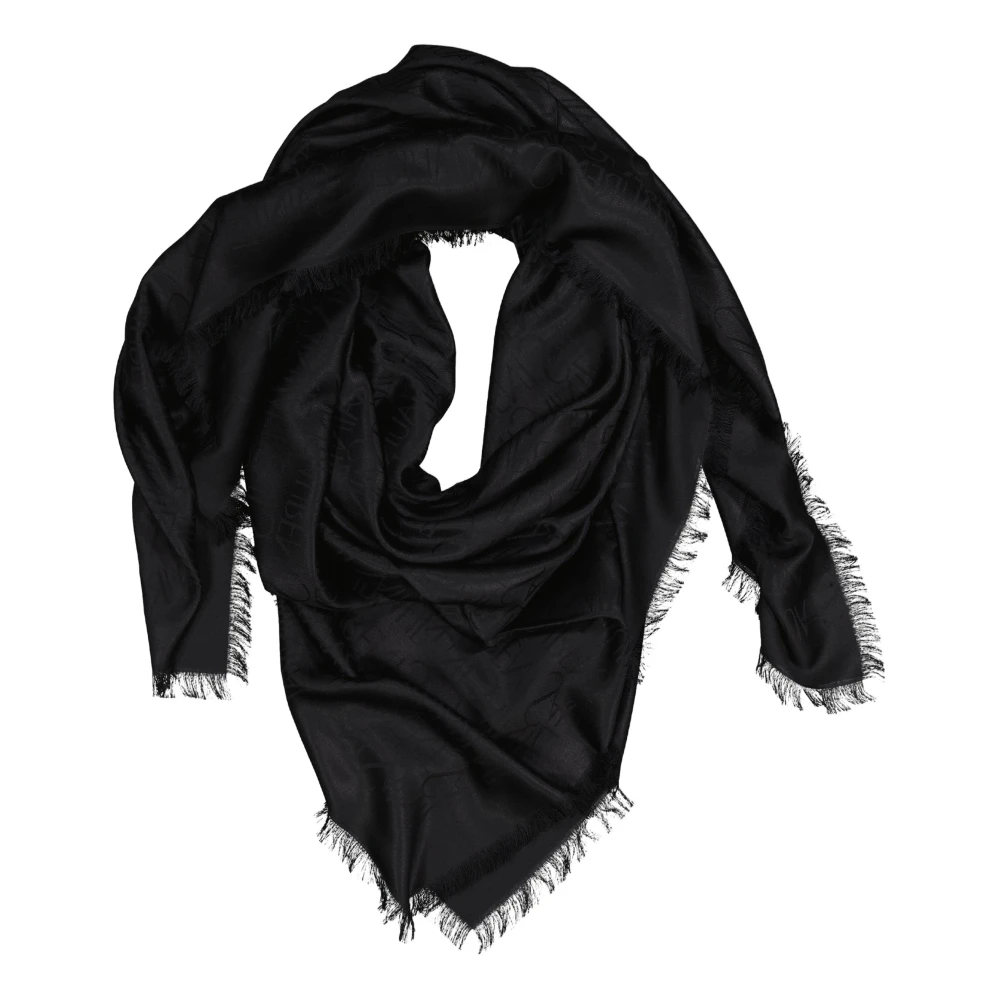 Saint Laurent Men's Black Silk Scarves, One Size, Grand Carré