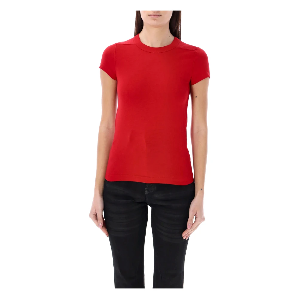 Rick Owens Stijlvolle Cropped Level Tee Red Dames