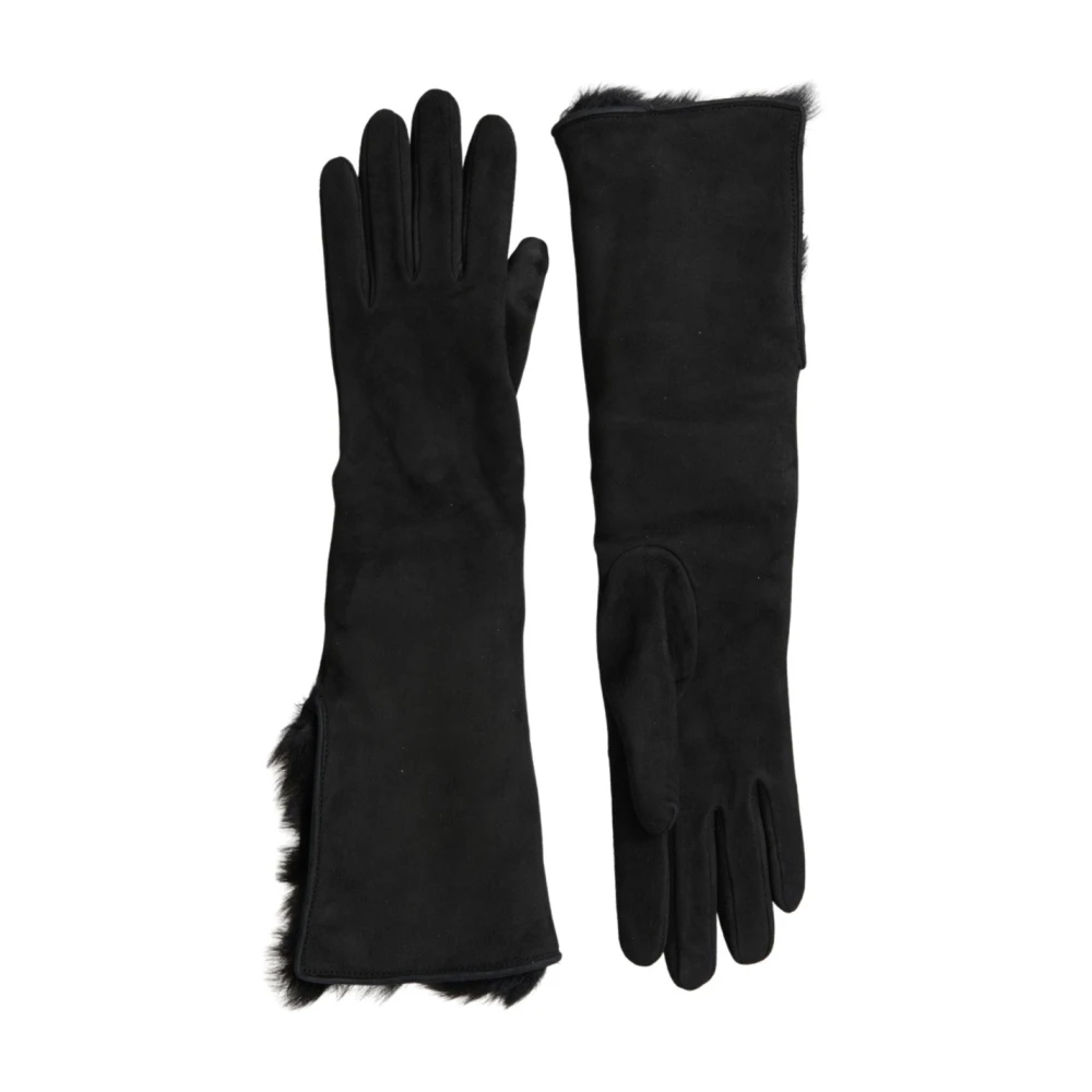 Dolce & Gabbana Leren Bont Handschoenen met Kasjmier Voering Black