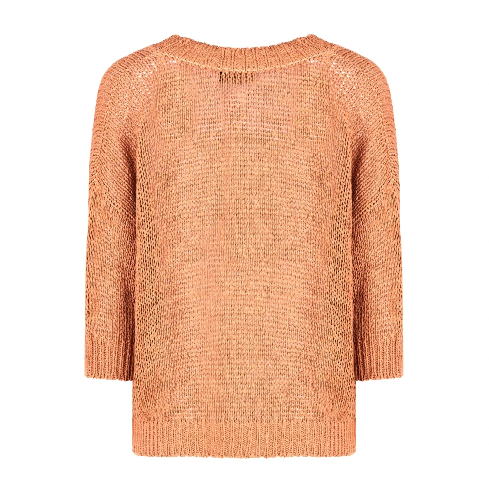 Roberto Collina Coccio Katoen Nylon Sweater T41022 T4107 Orange Dames