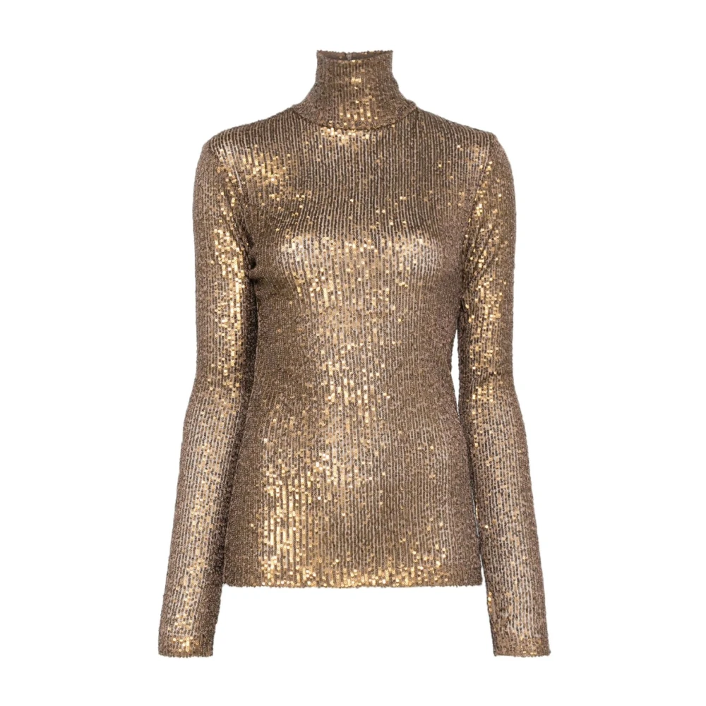 Norma Kamali Bruine Mock Neck Top Lange Mouwen Brown Dames