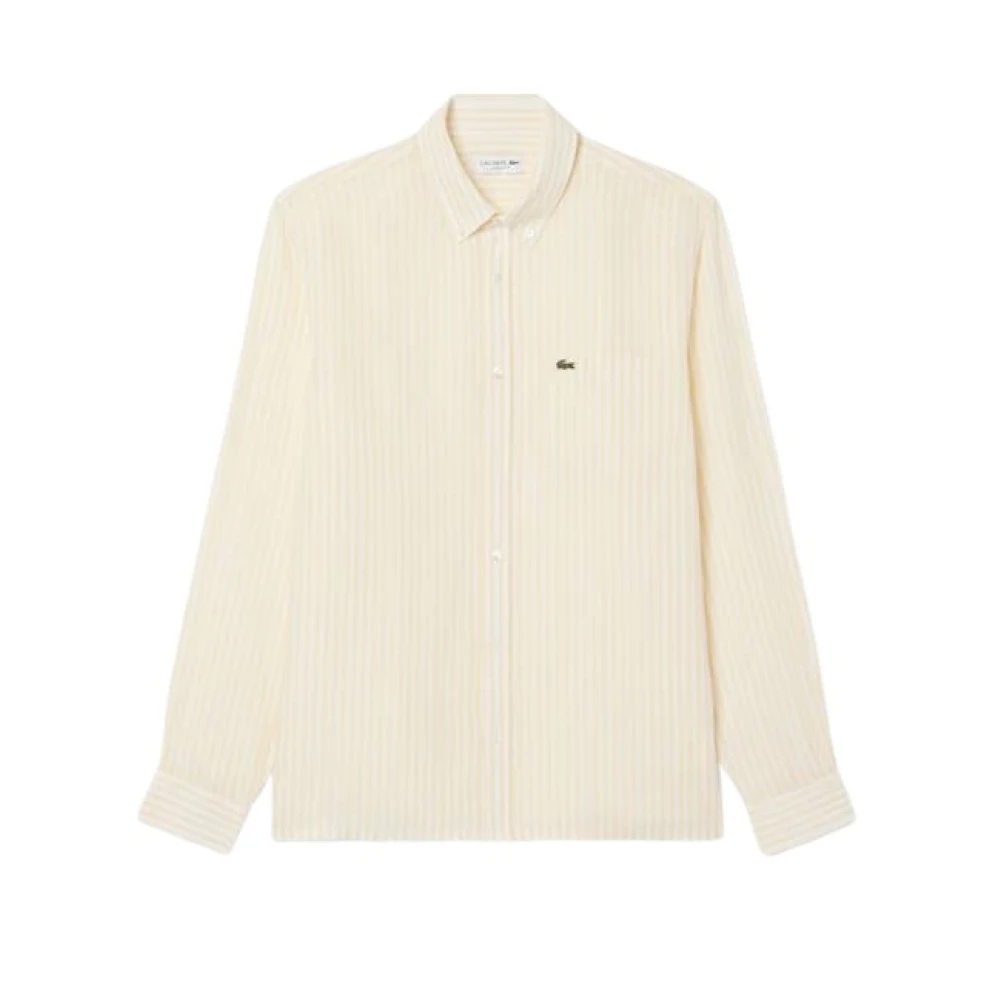 Lacoste Mannelijk Beige Overhemden Heren, L, Camicia Bacchette