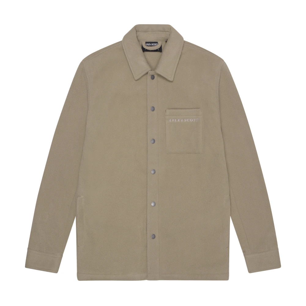 Lyle & Scott Geborduurd Fleece Overshirt Beige Heren