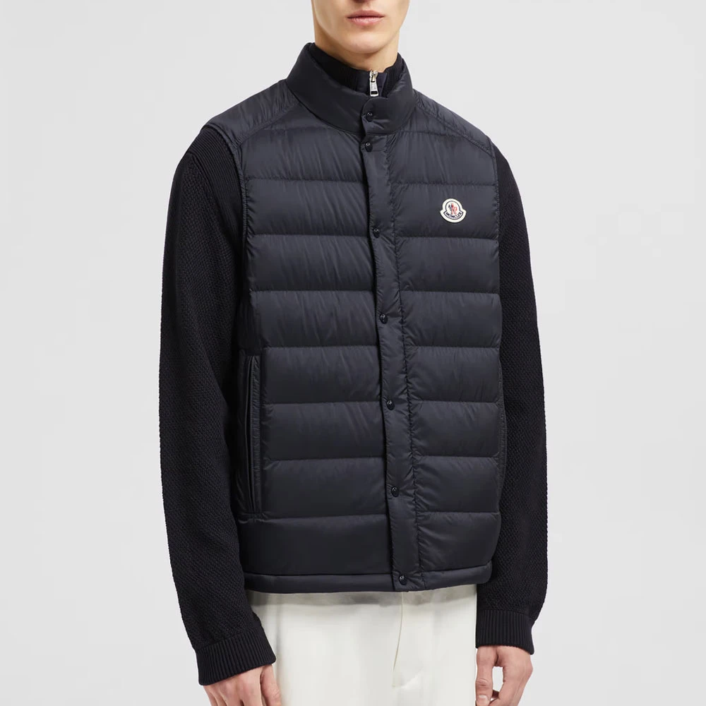 Moncler Navy Donzen Vest met Rits Blue Heren