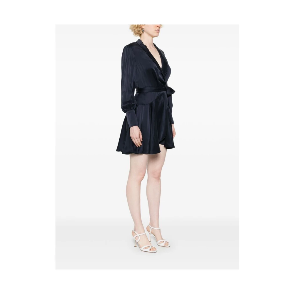 Zimmermann Navy Blue V-Hals Jurk met Shawl Revers Blue Dames