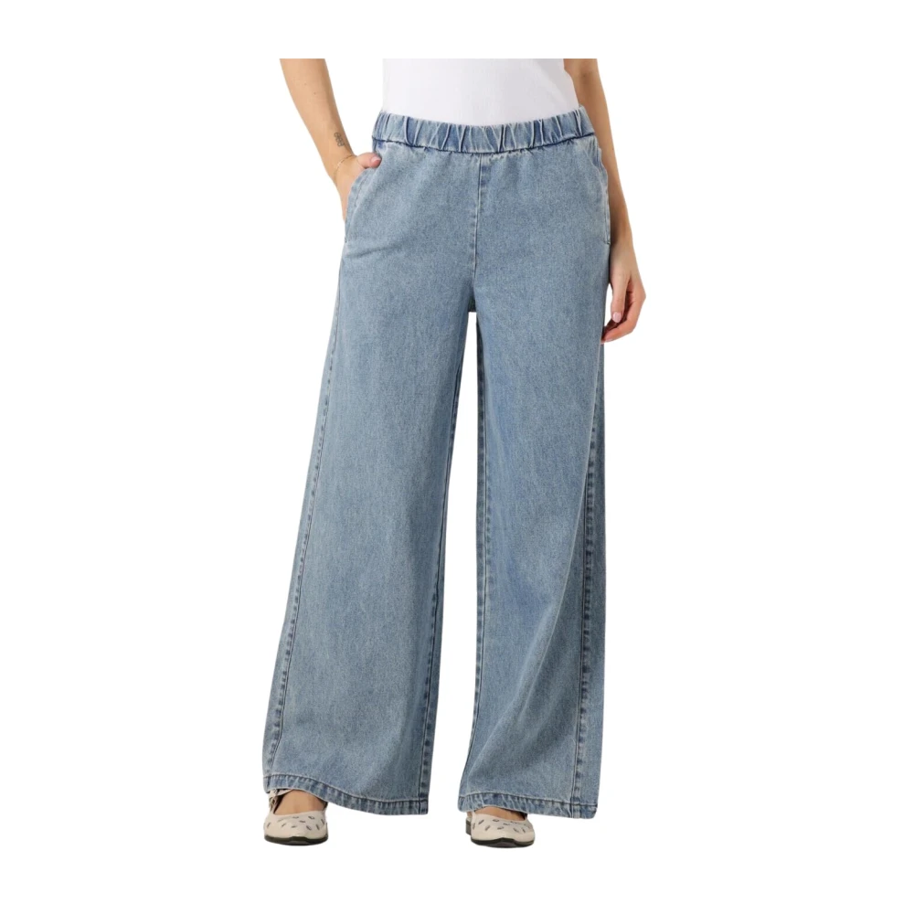 Notre-v Lichtblauwe Wijde Broek Blue Dames
