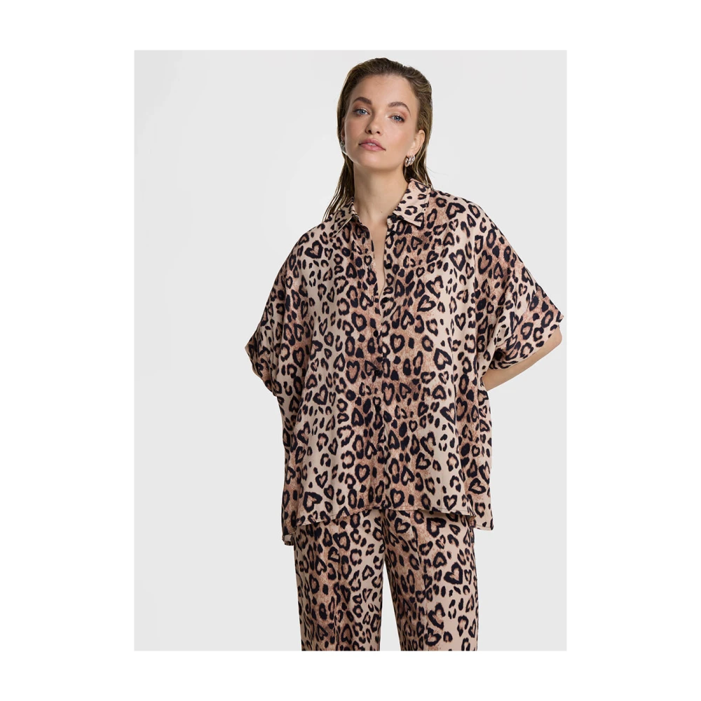 Alix The Label Leopard Boxy Blouse Brown Dames