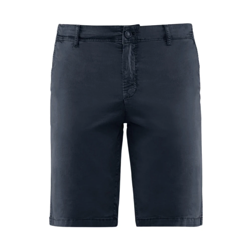 BomBoogie Stretch Bomull Gabardine Slim Fit Chino Bermuda Shorts Blue, Herr