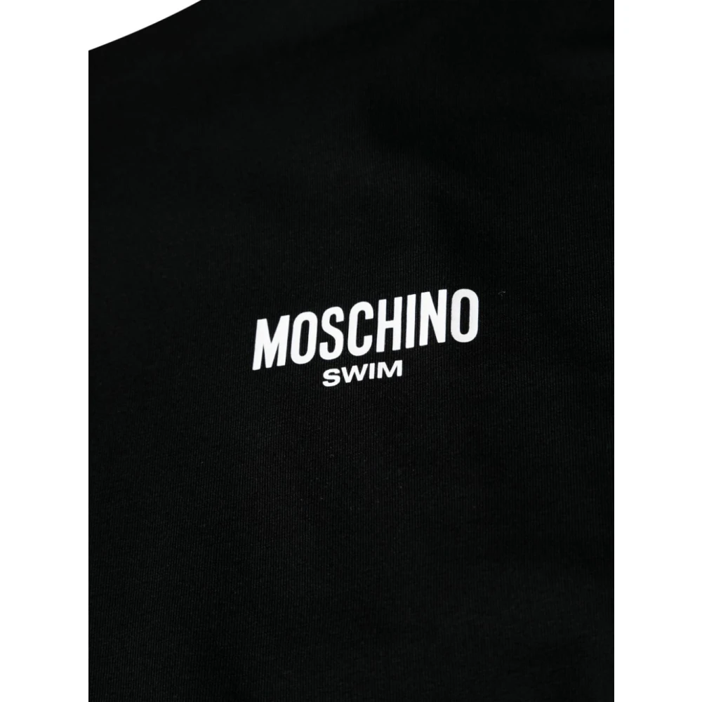 Moschino Zwarte Logo Print T-shirts en Polos Black Heren