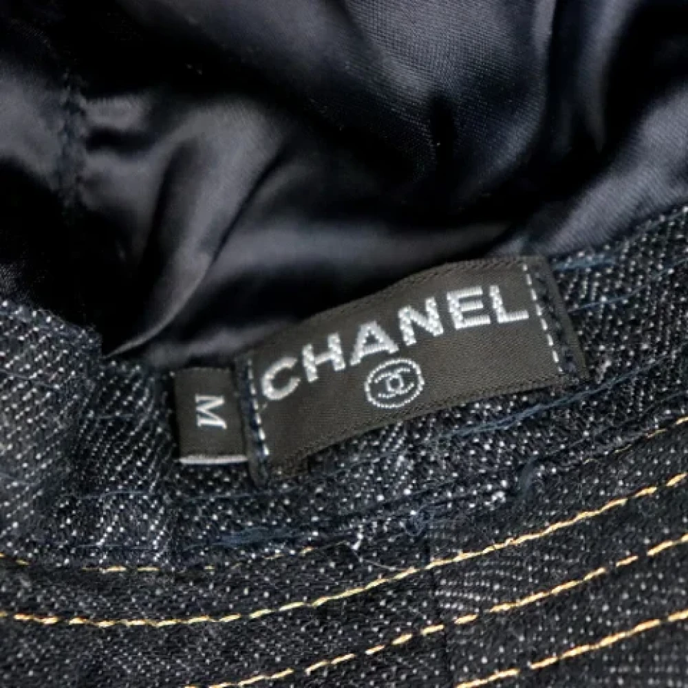 Chanel Vintage Tweedehands Katoenen Hoeden en Petten Blue Dames