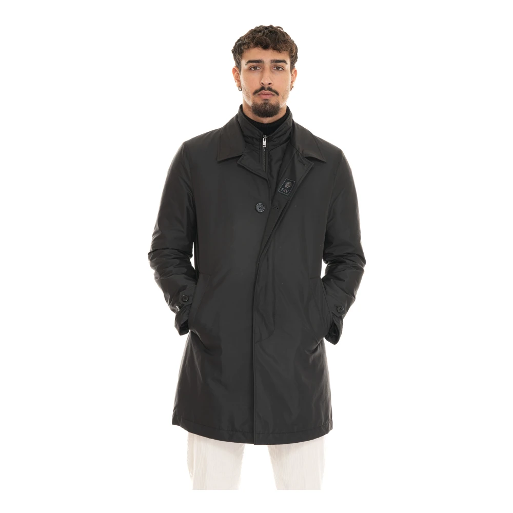 Fay Nylon jack met logo sluiting zakken Black Heren