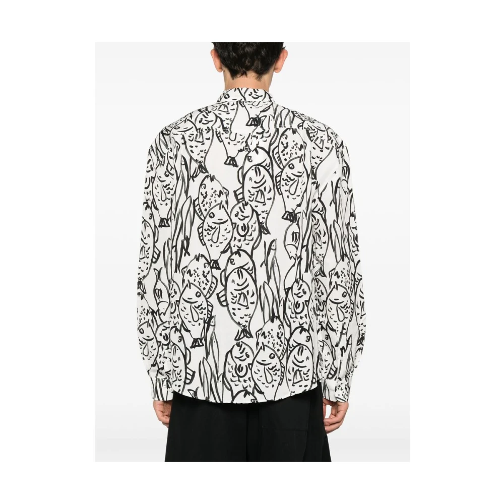 Jacquemus Witte Grafische Print Knoopshirt Multicolor Heren