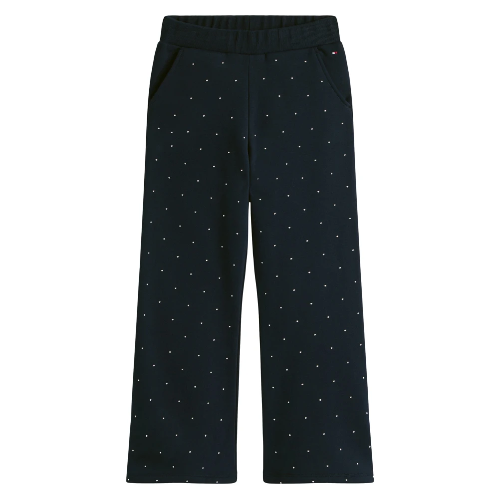Tommy Hilfiger Girls Blue Sweatpants, 5 Y, Festive Stud Joggers