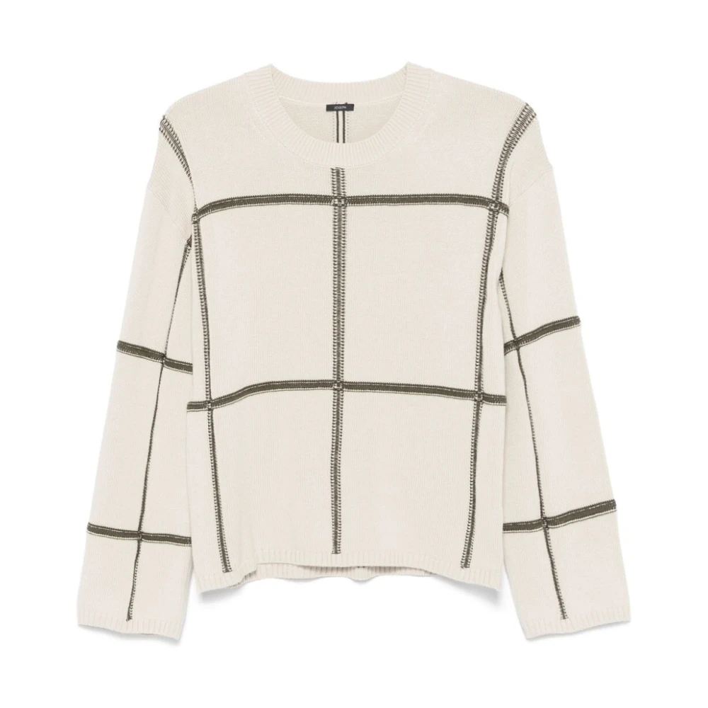 Joseph Grid Crew Neck Longsleeve Top Beige Dames