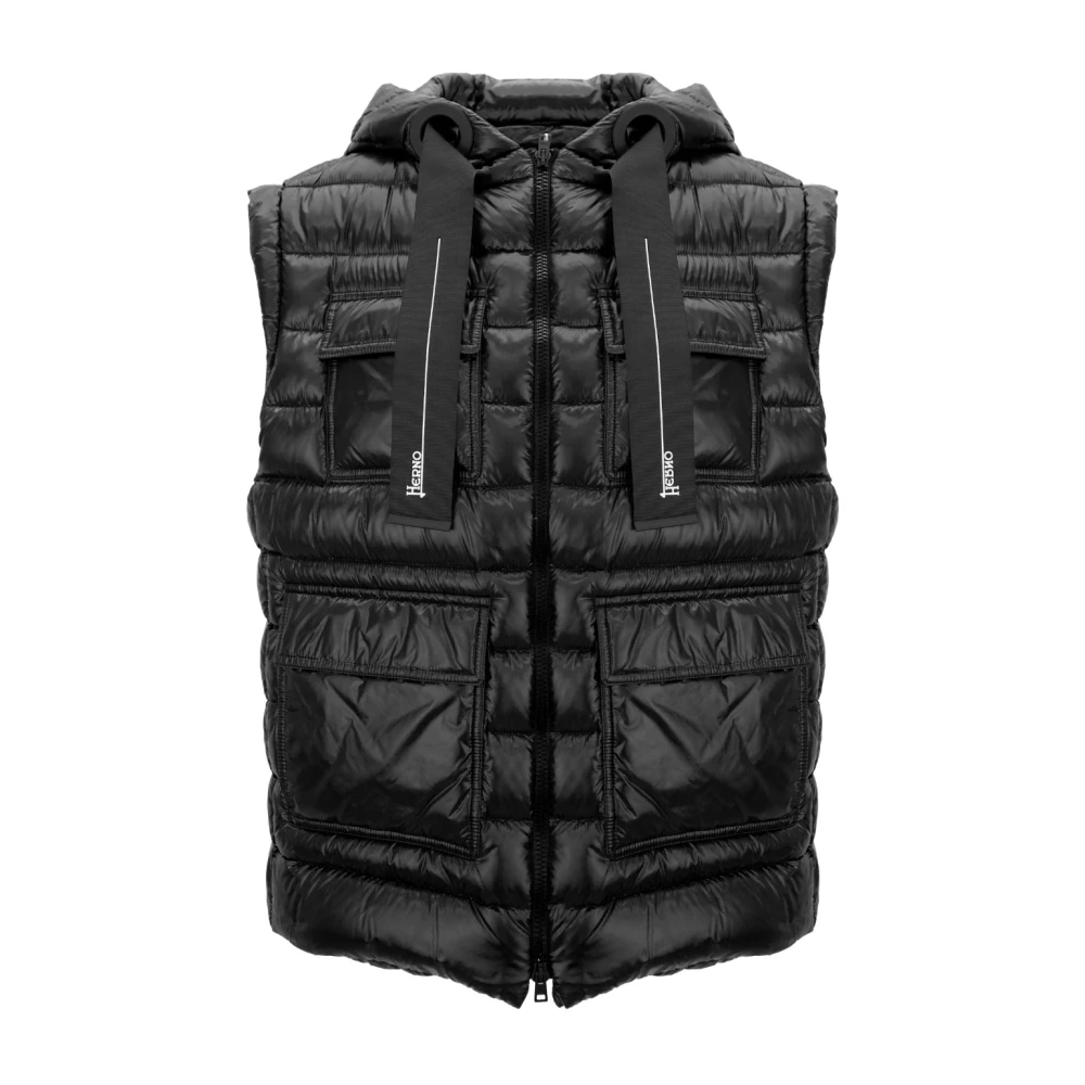 Herno Women's Black Short Hooded Down Vest - Waistcoats - L - Jackets