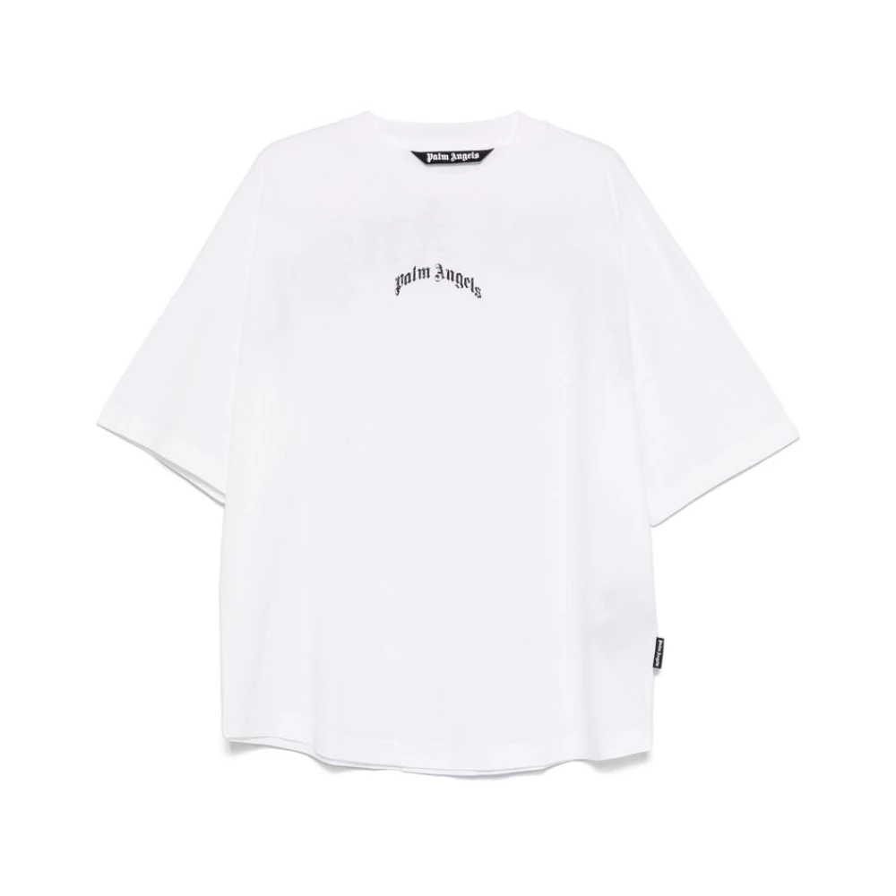 Palm Angels Witte Crew Neck Korte Mouw T-shirt White Heren