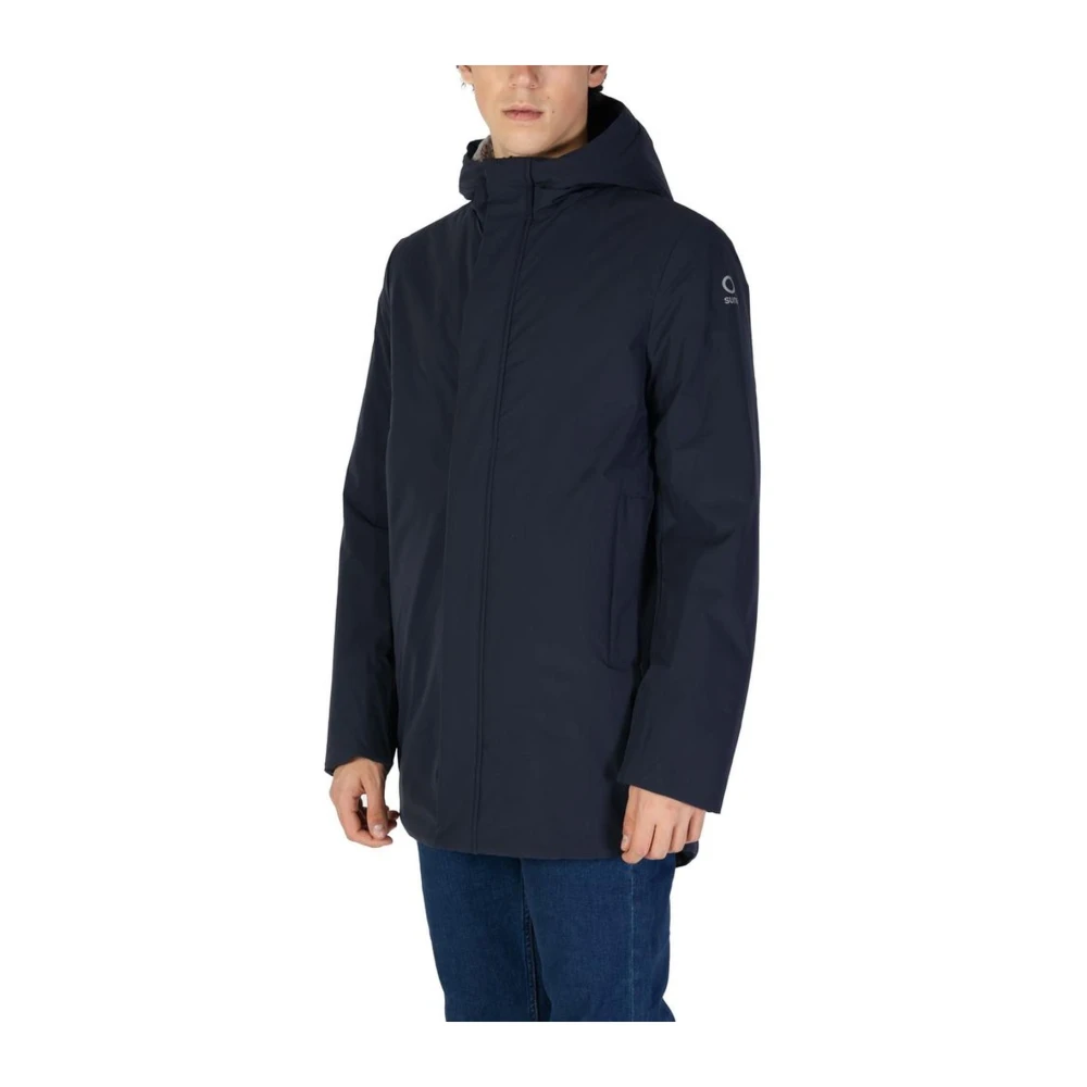 Suns Blauwe Polyester Herenjas Herfst Winter Collectie Blue Heren