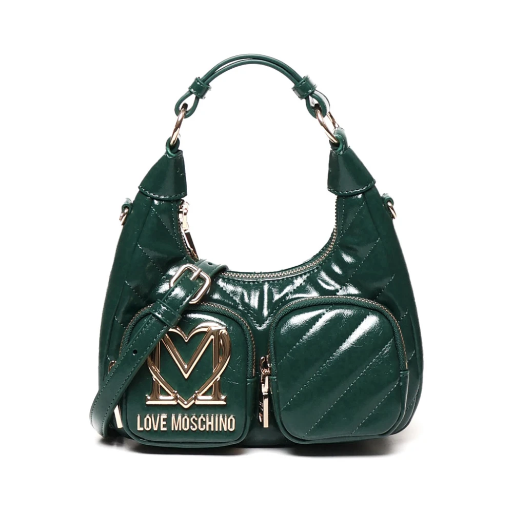 Love Moschino Quiltad Grön Väska med Guldlogotyp Green, Dam