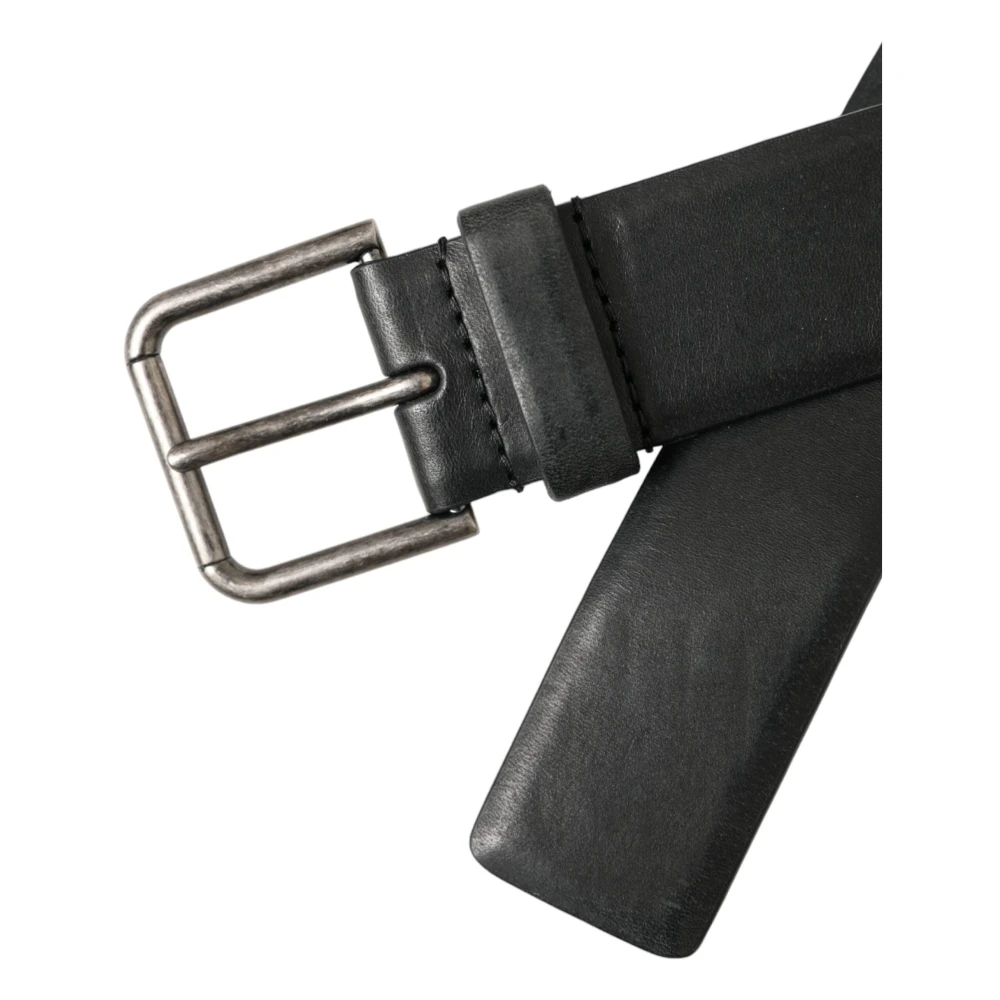 Dolce & Gabbana Zwart Leren Metalen Gesp Riem Black Heren