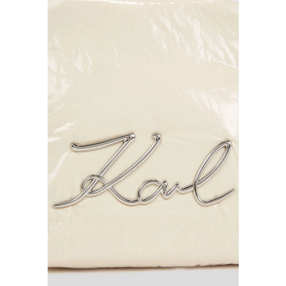 Karl Lagerfeld Glanzende Nylon Tote Tas met Afneembare Band White Dames