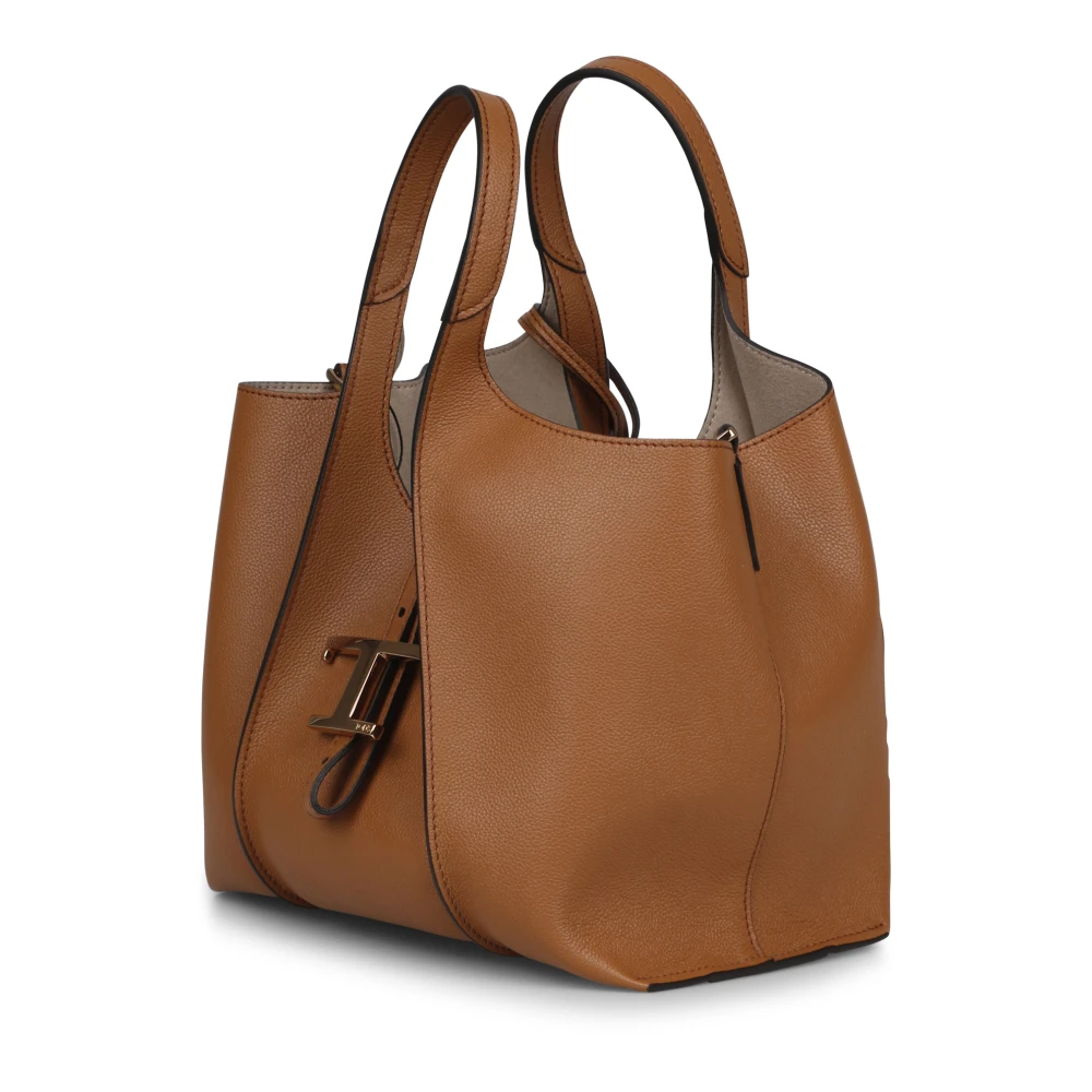 TOD'S Timeless logo-plaque tote tas Brown Dames