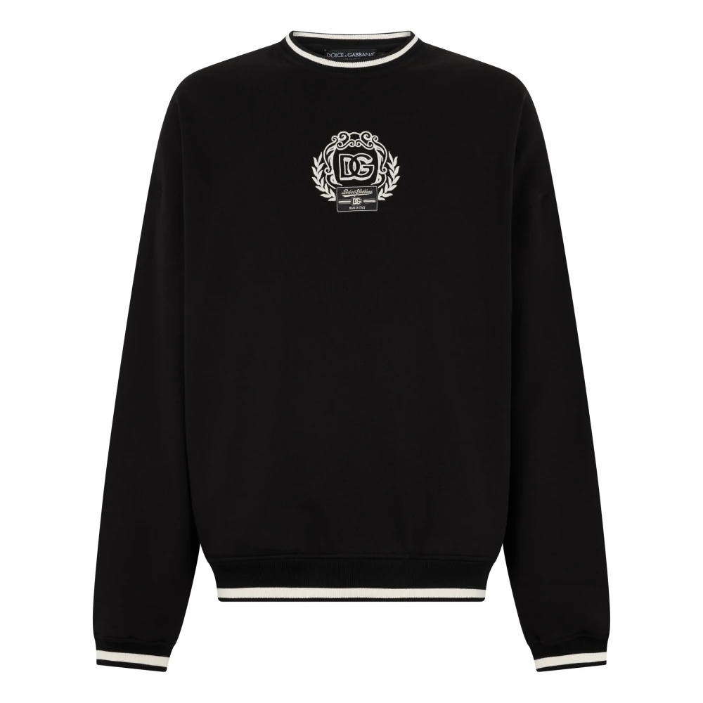 Dolce & Gabbana Men's Black Cotton Sweatshirt With Logo Detail Large