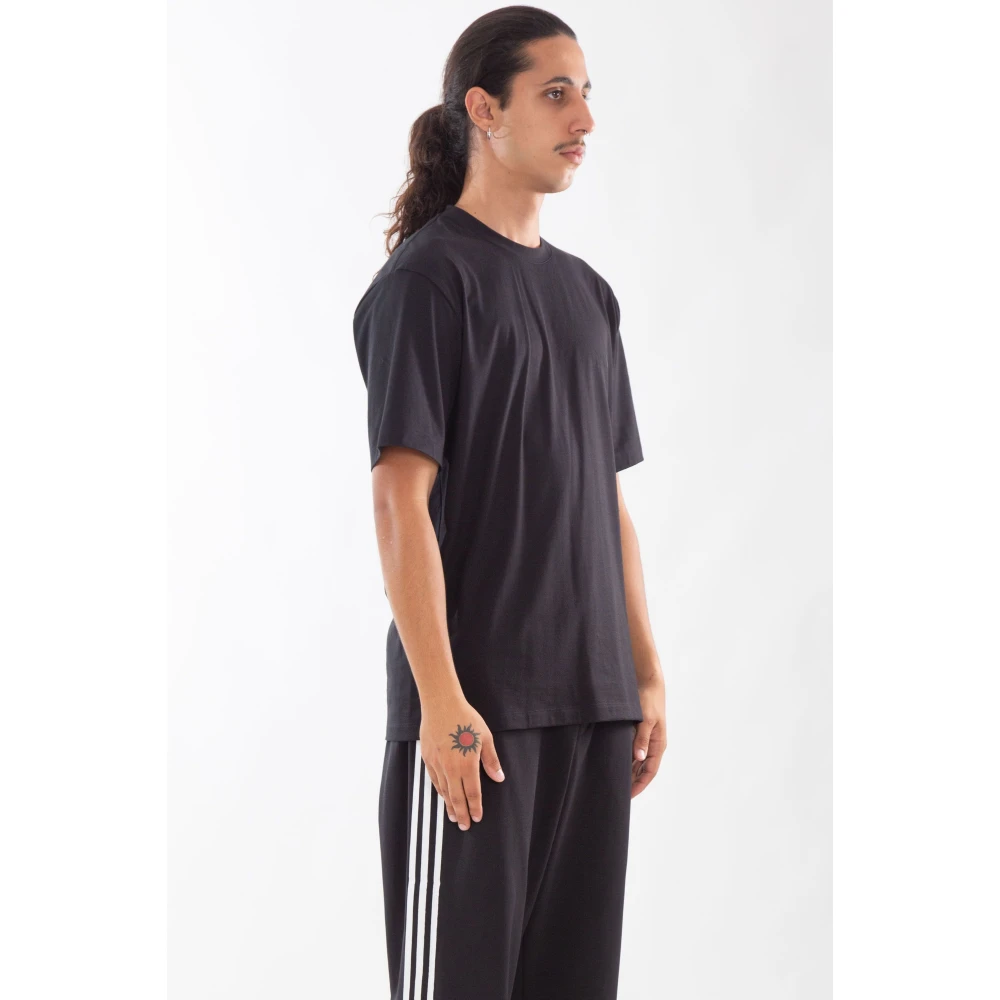 Y-3 Zwart Borstlogo Korte Mouw Tee Black Heren