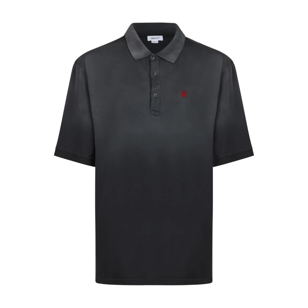 Alexander mcqueen Zwarte Polo Shirt met Skull Borduurwerk Black Heren