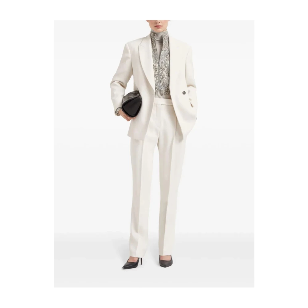 BRUNELLO CUCINELLI Ivoor Broeken Aw24 Damesmode Beige Dames