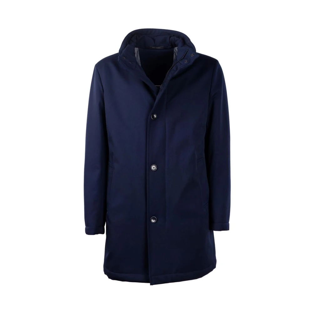 Made in Italia Blauwe wollen jas met stormsysteem Blue Heren