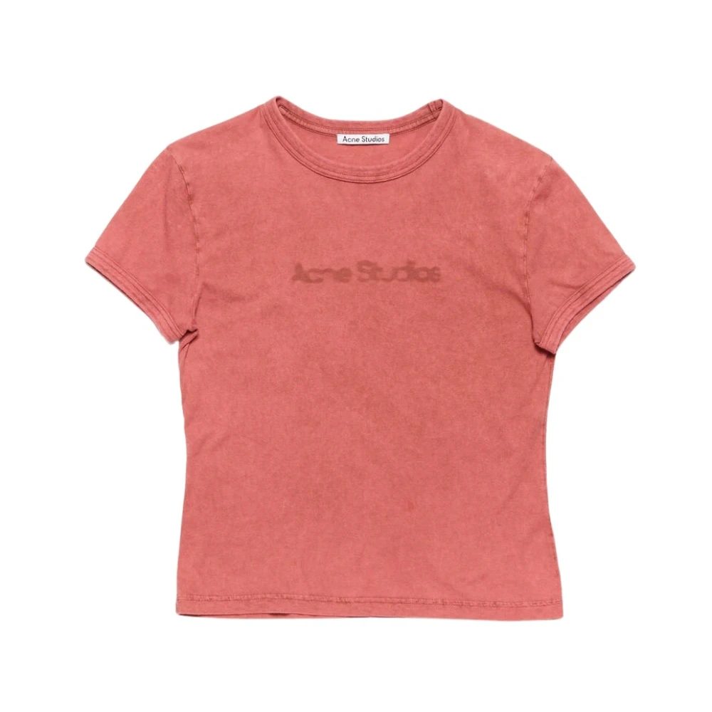 Acne Studios Rode Zalm Blurred Logo T-shirt Red Dames