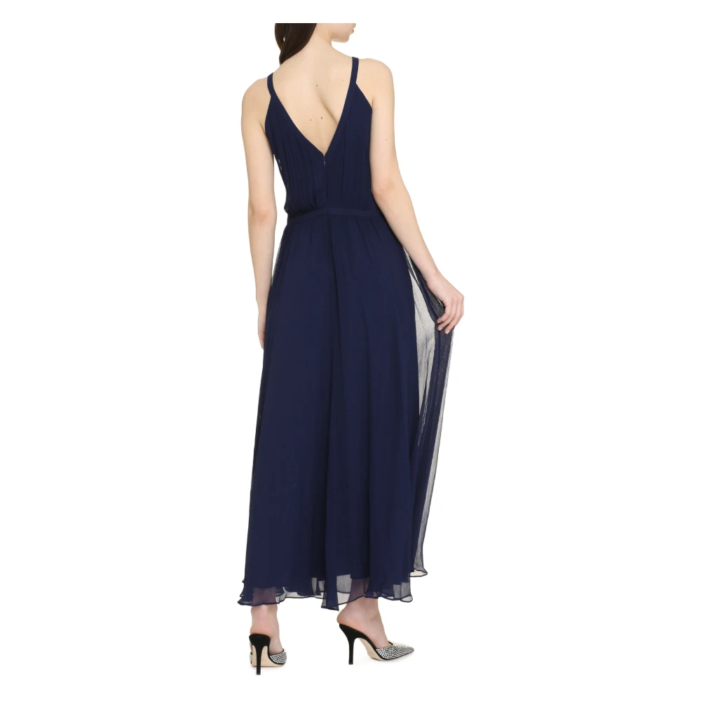 Polo Ralph Lauren Viscose jurk met uitsnijding en V-hals achteraan Blue Dames