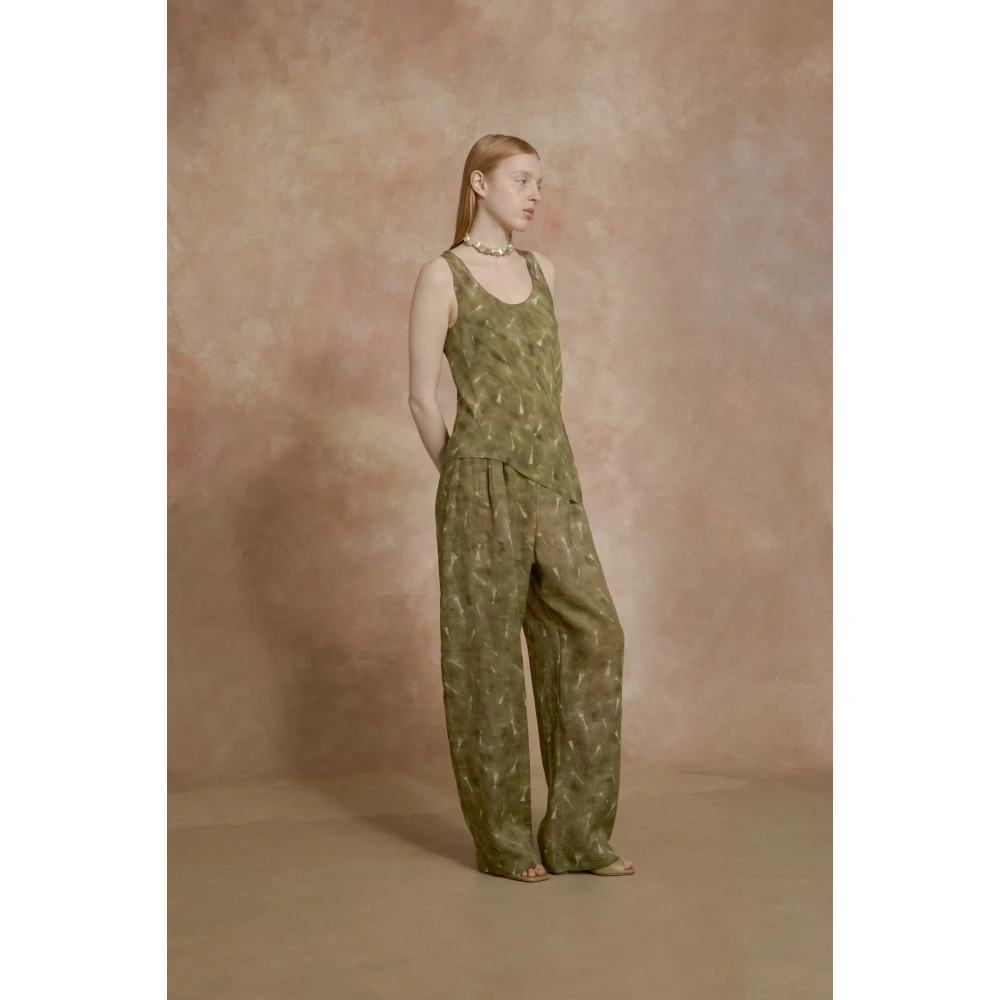 Cortana Rami ramie broek pua print Green Dames
