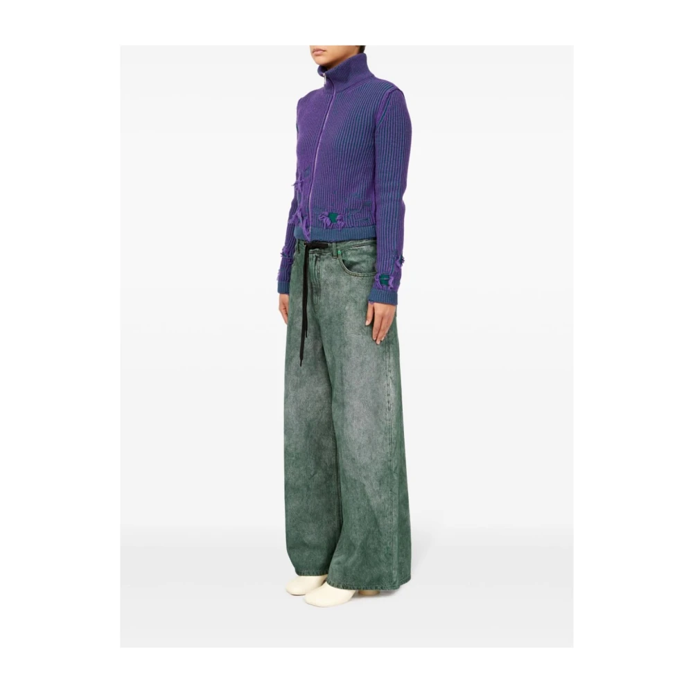 MM6 Maison Margiela Geruite turtleneck met rits Blue Dames