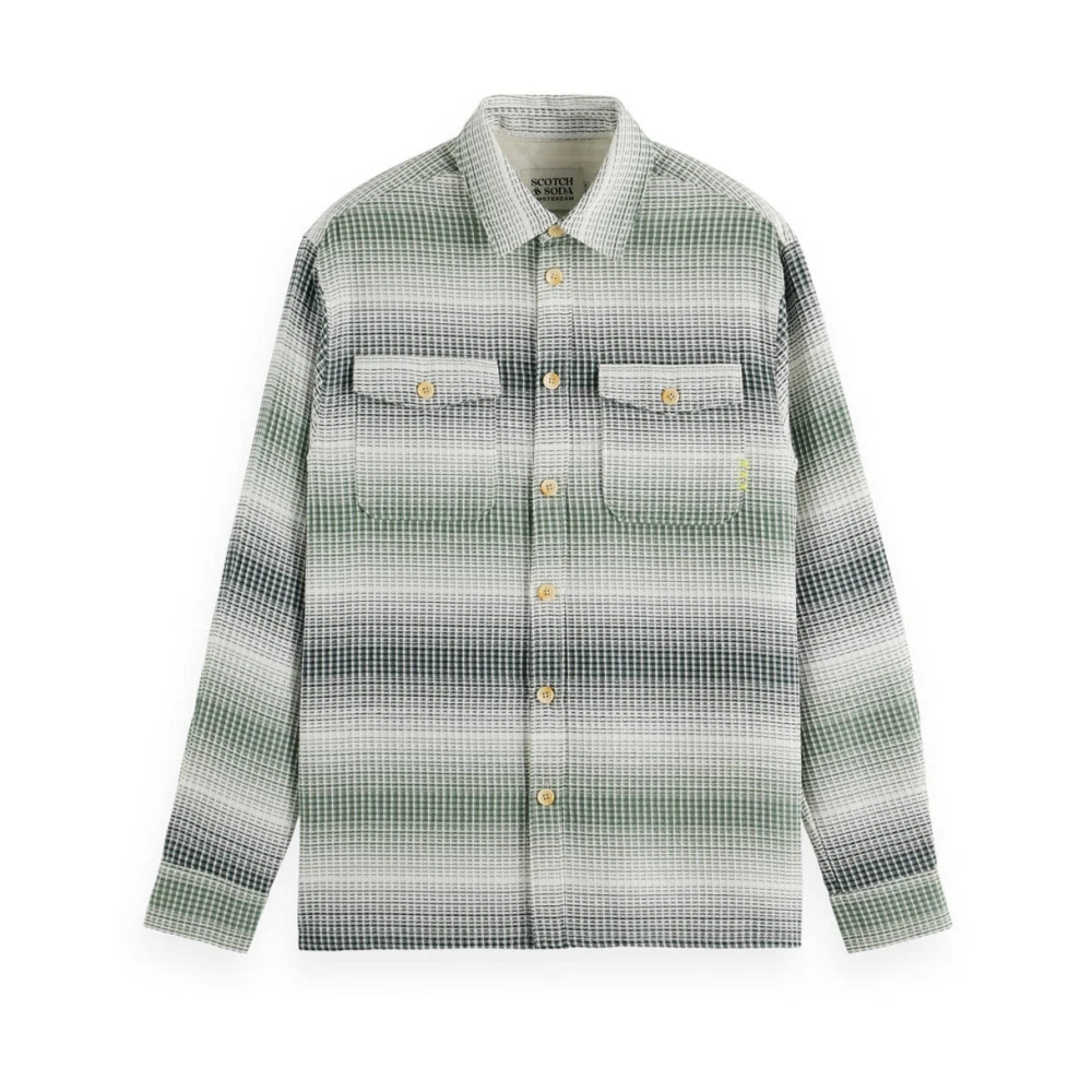 Scotch & Soda Relaxed Fit Streep Wafel Overshirt Multicolor Heren