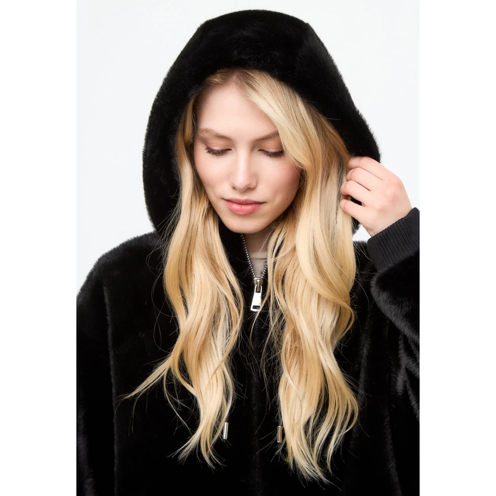 Cesare Gaspari Faux Fur & Shearling Jackets Black Dames