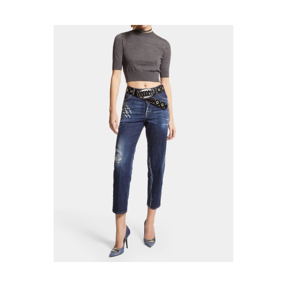 Dsquared2 Versleten Boston Broek Blue Dames