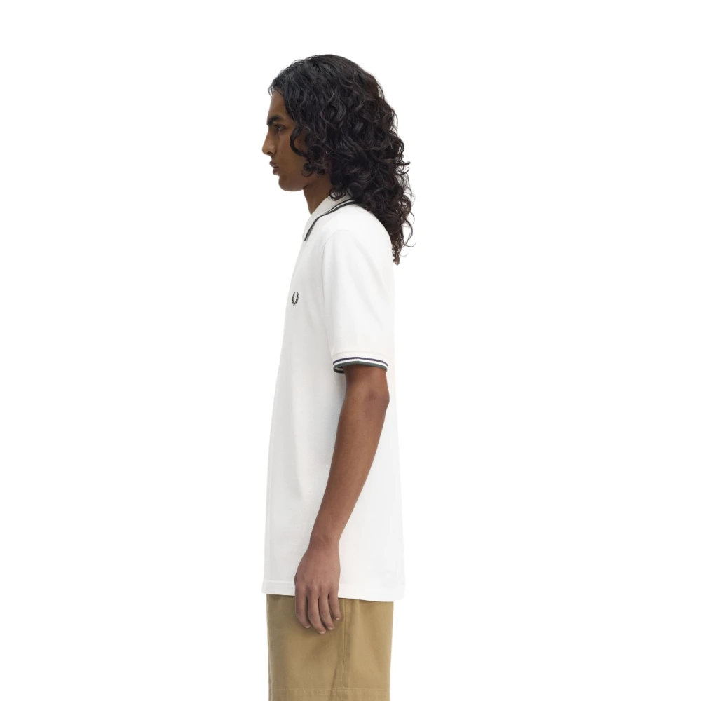 Fred Perry Polo met dubbele streep White Heren